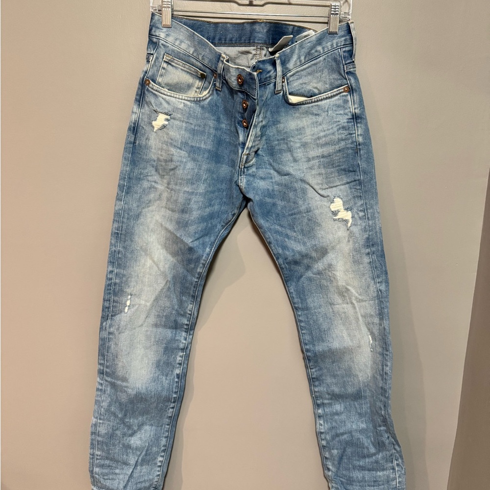 H&M Men's Light Blue Distressed Skinny Jeans